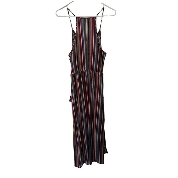 BCBGeneration Multicolored Stripe Faux Wrap MIDI Dress Size M Keyhole pockets - Picture 2 of 7